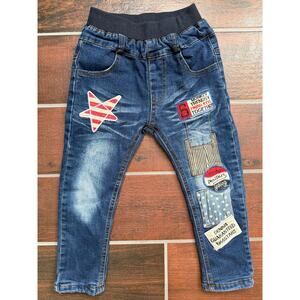 Vintage Kids Patchwork Fleece-Lined Jeans Y2K – Estimated 4T
